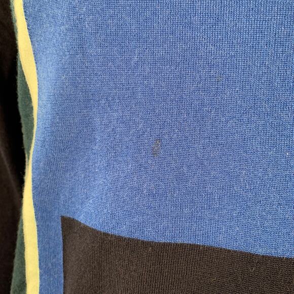 PS by PAUL SMITH Size L Blue Navy Color Block Merino Wool Half Zip Pullover - Picture 4 of 7